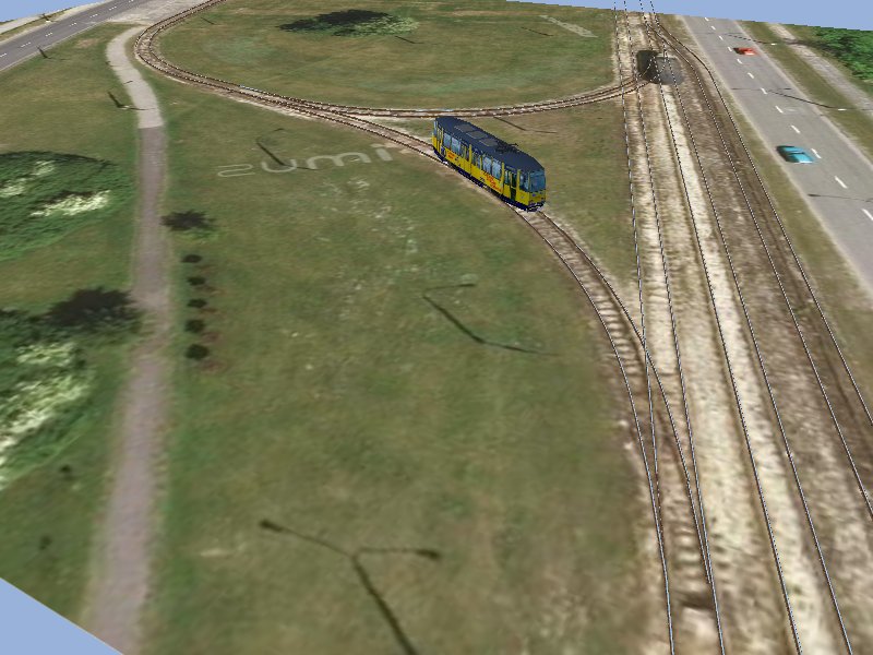 MaSzyna: widok z g�ry na p�tl� tramwajow�