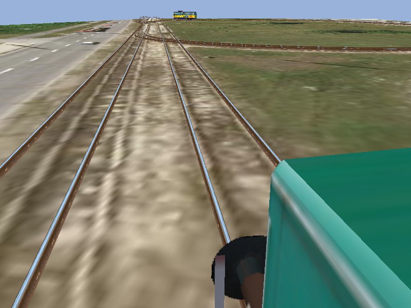 MaSzyna: widok na p�tl� tramwajow� z kabiny SM03